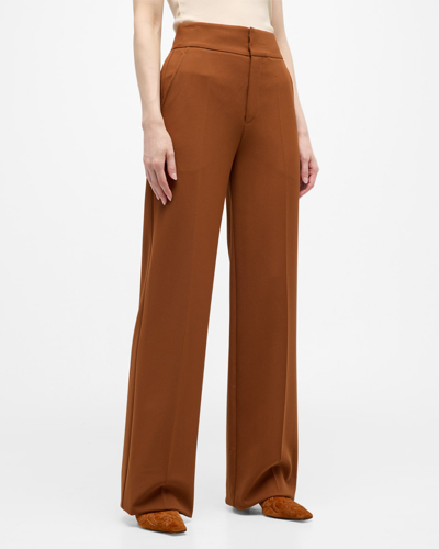 Shop Frame Relaxed Wide-leg Trousers In Tawny