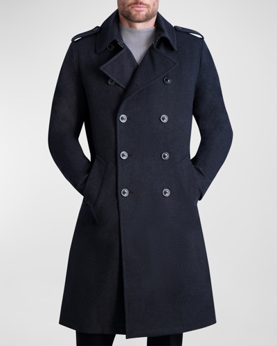 Shop Karl Lagerfeld Men's Wool Trench Coat In Charcoal