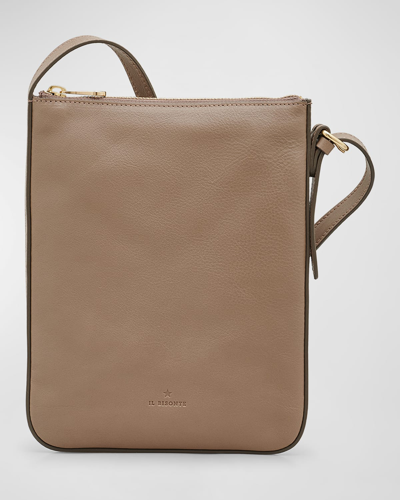Shop Il Bisonte Flat Vachetta Leather Crossbody Bag In Taupe