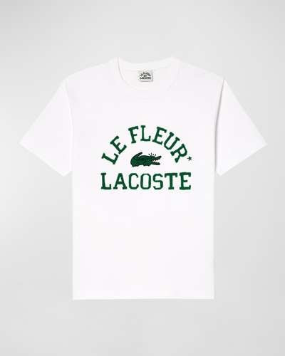 Shop Lacoste X Le Fleur Men's Logo T-shirt In White