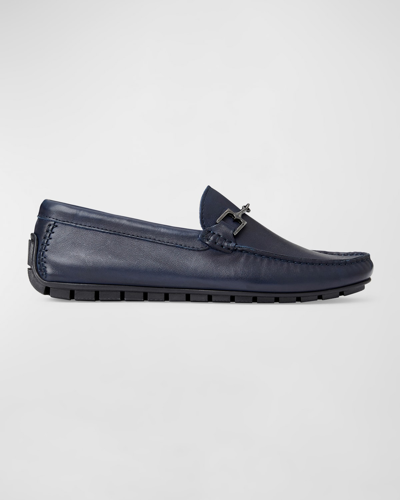 Shop Bruno Magli Men's Xander Leather Bit Loafers In Navy Leather