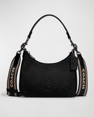 Shop Coach Zip Leather Crossbody Bag In Black