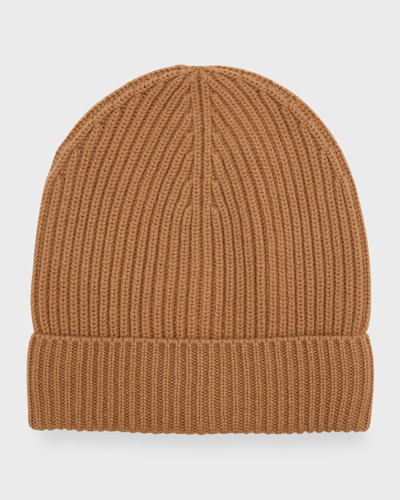 Shop Dolce & Gabbana Ribbed Wool & Cashmere Beanie In M0124 Noce