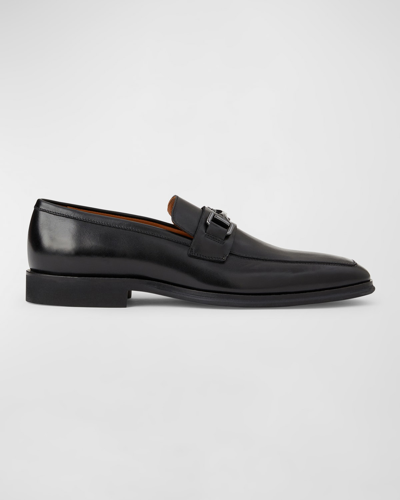 Shop Bruno Magli Men's Raging Leather Bit Loafers In Black