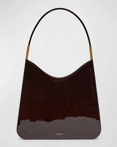 Shop Saint Laurent Sadie Shoulder Bag In Patent Leather In Espresso
