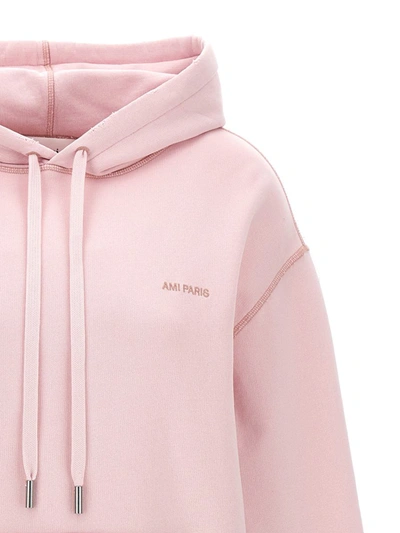 Shop Ami Alexandre Mattiussi Ami Paris Logo Embroidery Hoodie In Pink
