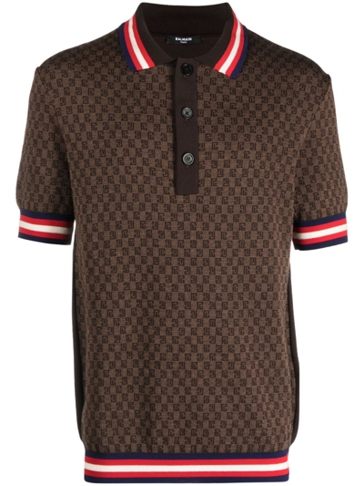 Shop Balmain Wool Polo Shirt With Print
