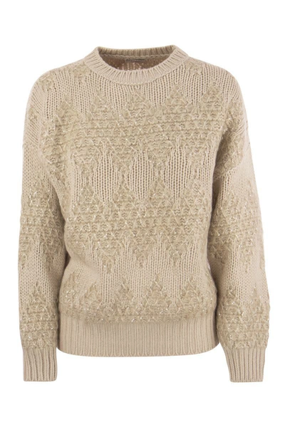 Shop Brunello Cucinelli Wool, Silk And Cashmere Sweater In Beige