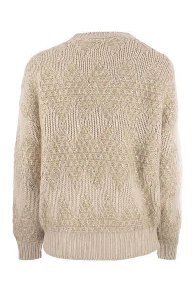 Shop Brunello Cucinelli Wool, Silk And Cashmere Sweater In Beige