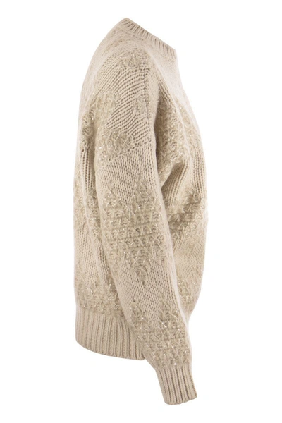 Shop Brunello Cucinelli Wool, Silk And Cashmere Sweater In Beige