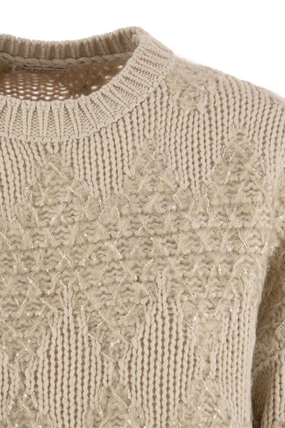Shop Brunello Cucinelli Wool, Silk And Cashmere Sweater In Beige