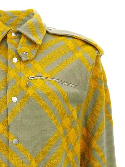 Shop Burberry Check Overshirt In Yellow