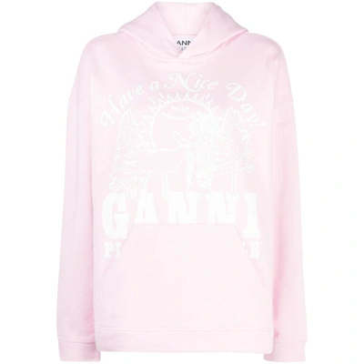 Shop Ganni Sweatshirts In Pink