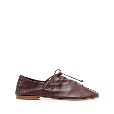 Hereu Elegant Lambskin Moccasin Slip-ons For Women In Brown