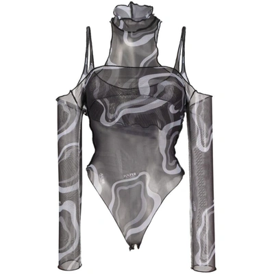 Shop Julfer Bodysuits In Black/grey