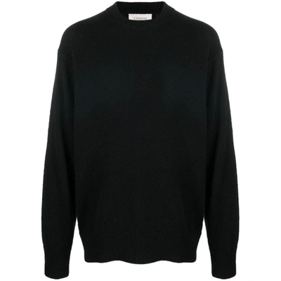 Laneus Distressed Crew-neck Sweater In Black