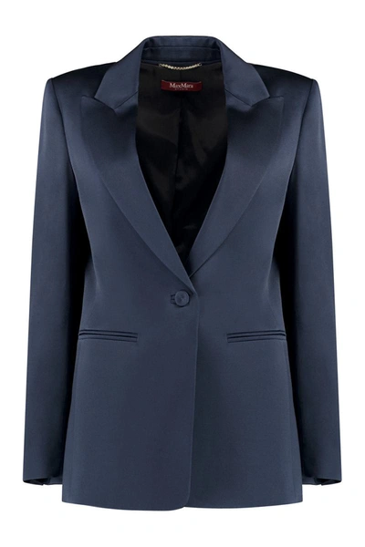 Shop Max Mara Studio Abitata Satin Blazer In Blue