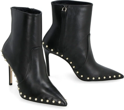 Shop Stuart Weitzman Stuart Leather Pointy-toe Ankle Boots In Black