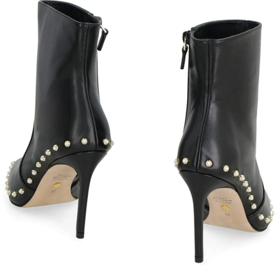 Shop Stuart Weitzman Stuart Leather Pointy-toe Ankle Boots In Black