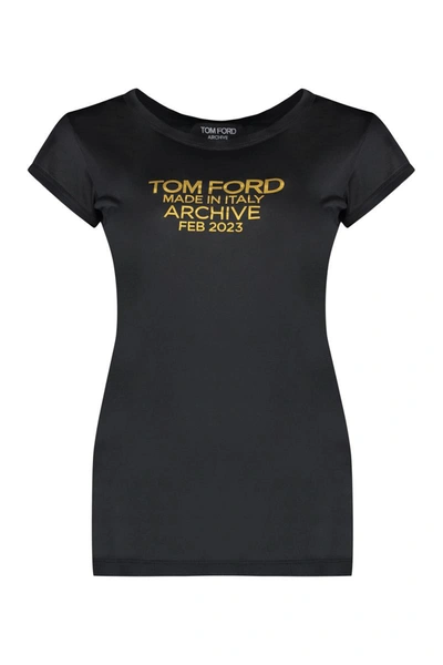 Shop Tom Ford Silk T-shirt In Black