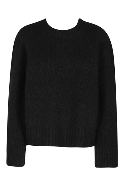 Shop Helmut Lang Chevron Detailed Knitted Crewneck Jumper In Black