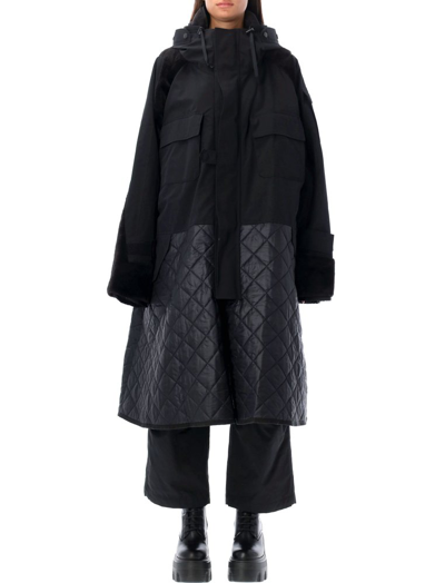 Shop Junya Watanabe Quilted Panelled Parka In Black