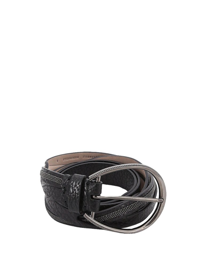 Shop Brunello Cucinelli Twisted Punched Hole Belt In Black