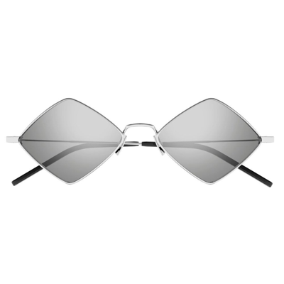 Shop Saint Laurent Eyewear Lisa Diamond Frame Sunglasses In Silver