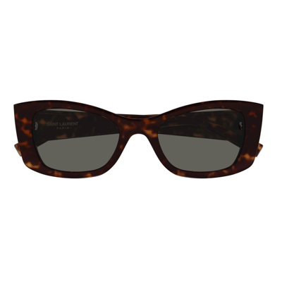 Shop Saint Laurent Eyewear Cat In Brown