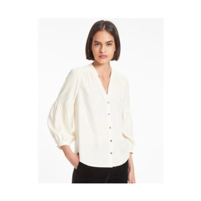 Shop Cefinn Ella Crepe Blouson Sleeve Shirt Size: 14, Col: Cream In Neutrals