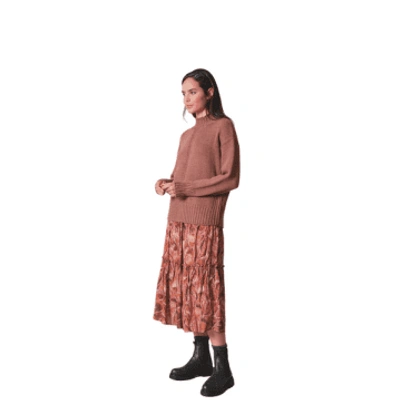 Shop Indi And Cold Printed Midi Skirt In Bordeaux From In Burgundy