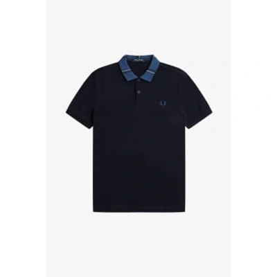 Shop Fred Perry Graphic Collar Polo Shirt Navy/midnight Blue