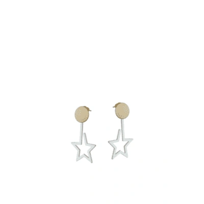 Shop Big Metal Ivy Two Tone Star Earrings In Gold From