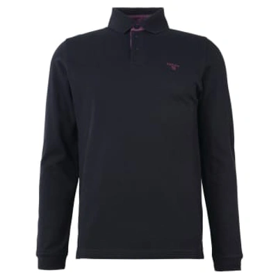 Shop Barbour Black And Purple Long Sleeve Conforth Polo Shirt
