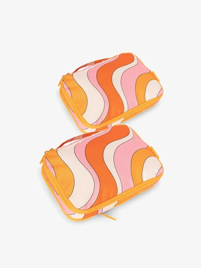 Shop Calpak Small Compression Packing Cubes In Retro Sunset