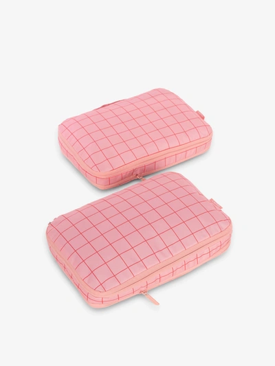 Shop Calpak Medium Compression Packing Cubes In Pink Grid