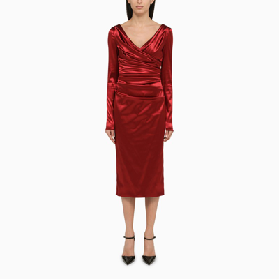 Shop Dolce & Gabbana Dolce&gabbana | Red Satin Midi Dress