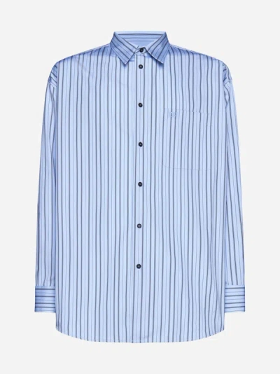 Shop Off-white Striped Cotton Shirt In Placid Blue