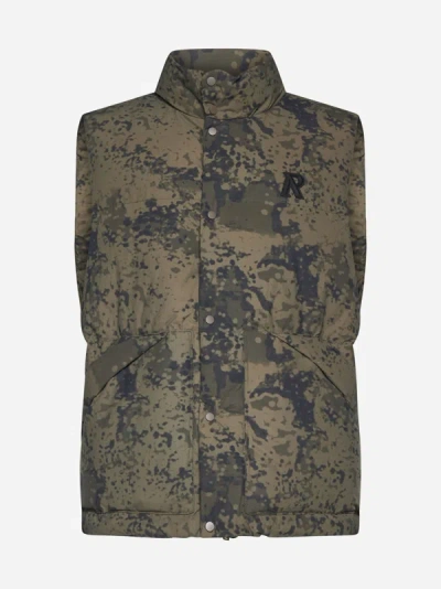 Shop Represent Camouflage Print Nylon Puffer Vest
