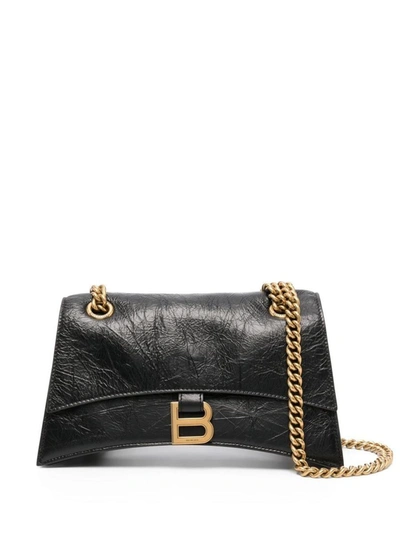 Shop Balenciaga Crush Chain Small Leather Shoulder Bag In Black