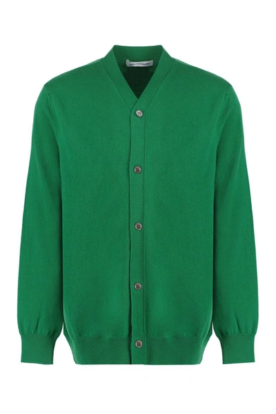 Shop Comme Des Garçons Wool Cardigan In Green