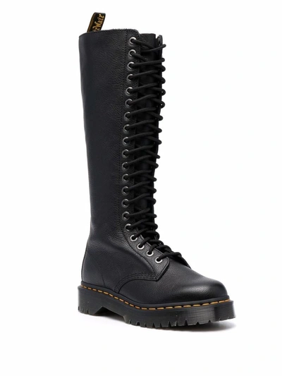 Dr. Martens Tall Black Leather Boots With Lace-up Design In Black