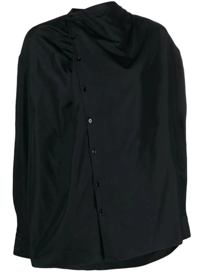 Shop Lemaire Silk Blouse With Soft Collar In Black