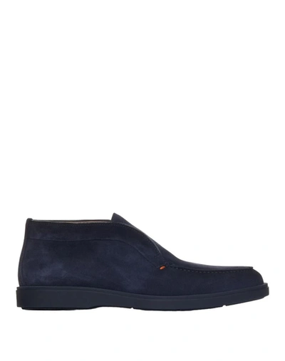 Shop Santoni Flat Shoes In Blue