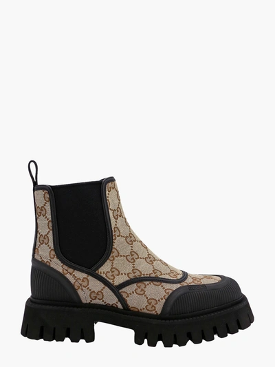 Shop Gucci Ankle Boots In Beige