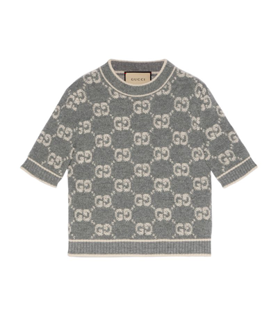 Shop Gucci Wool Gg Jacquard Sweater In Grey