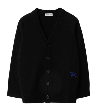 Shop Burberry Wool Ekd Cardigan (3-14 Years) In Black