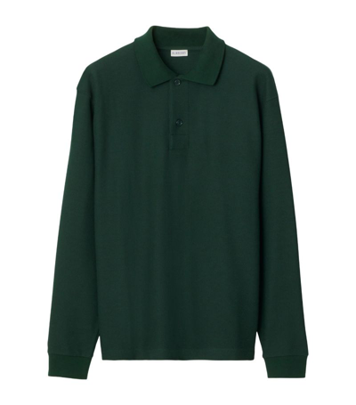Shop Burberry Long-sleeve Polo Shirt In Green