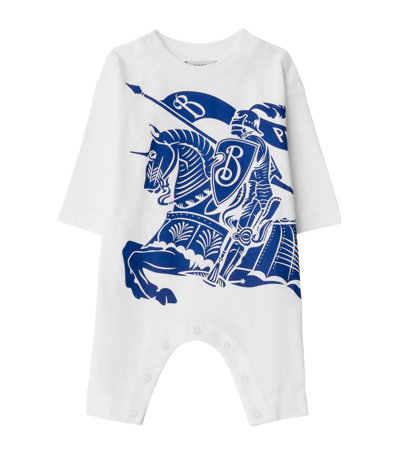 Shop Burberry Ekd Playsuit (1-18 Months) In White