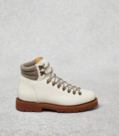 Shop Brunello Cucinelli Leather Lace-up Boots In White